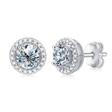 Luxury Certified Moissanite Diamonds Stud Earrings for Women/Men. Sterling Silver Round Halo Earrings Fine Jewellery - The Jewellery Supermarket