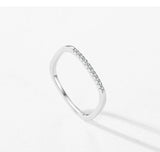 Unique Geometric Square Silver Minimalist AAAA Lab Created Diamond Stackable Ring