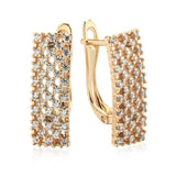 Luxury Hollow Square 14K Filled Rose Gold Drop Fashion Earrings in AAA Zircon Diamonds Setting - Fine Jewellery