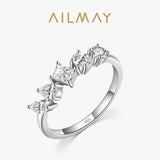 Luxury Shining Irregular Geometric AAAA Lab Created Diamond 925 Silver Ring