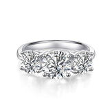 Stunning 18KWGP 3 Stone 4ct/2ct VVS1 D Colour Moissanite Diamonds Silver Ring