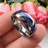 Orion Nebula Galaxy Opal Inlay 8mm Silver/Black Tungsten Rings for Men Women