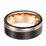 Black Tricolor Tungsten Steel Carbide  6/8mm Engagement Wedding Rings for Men Women