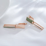 14 Karat Gold Filled Trendy Square Geometry Full Green AAA Zircon Diamonds Earrings