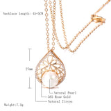 Luxury Water Drop Rolled 14K Rose Gold AAA Zircon Diamonds Pearl Necklace for Women -  Charming Fine Jewellery