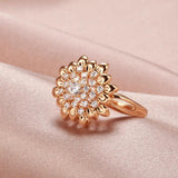 Unusual Vintage Style Flower Big Ring  Filled 14K Rose Gold AAA Zircon Diamonds Fashion Creative  Jewellery Ring