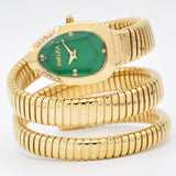 High Quality Gold Diamond Set Snake Shaped Dress Watch Bangle Unique Brand Watch