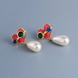 Exquisite Handmade Enamel Red Love Heart Zircon Crystal High-quality Earrings