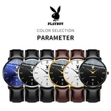 Quality Leather Strap Male Quartz Watch Casual Simple Fashion Male Wristwatch Waterproof with Stopwatch Alarm