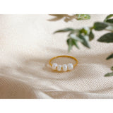 18K Gold Plated Natural Freshwater Pearls Stainless Steel Waterproof Index Finger Ring
