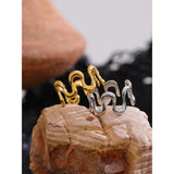 18K Gold Plated Minimalist Stainless Steel Metal Irregular Open Adjustable Ring