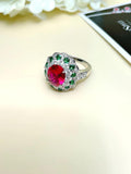 Vintage Fashion 4 Carat Flower Red Ring Inlaid with High Quality AAAAA High Carbon Diamonds - Party Engagement Jewellery - The Jewellery Supermarket