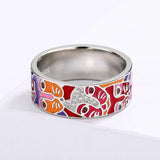 New Unique Handmade Enamel Graffiti Cute Colourful Cartoon Cat Face Ring