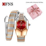 Snake Shape Design Exquisite Fashion Casual Waterproof Copper Band Wristwatch