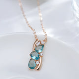 Outsanding Fashion AAA 14K Rolled Rose Gold Zircon Blue Crystal Pendant And Necklace For Women - Fine Jewellery