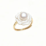 Luxury Flower Design 925 Silver Real Freshwater Pearl Adjustable Ring