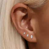 Sterling Silver Six Claws Sparkling Moissanite Diamonds Flat Back Stud Earrings