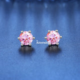 VVS1 Sterling Silver White Pink Yellow Red Orange Moissanite Diamonds Stud Earrings