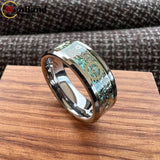 Gear Wheel Blue Carbon Fiber Inlay Unique 6/8mm Tungsten Carbide Wedding Rings