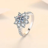 VVS1 1/2CT Moissanite Diamond Wedding Sunflower Rings - Promise Engagement Sterling Silver GRA Certified Jewellery