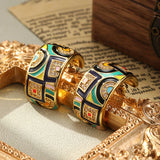 C Shaped Colourful Handmade Enamel Geometric Design Bohemia Stud Earrings