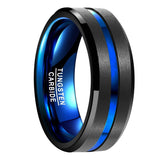 New 8mm Blue Purple Beveled Edge Tungsten Carbide Ring -  Men's Women's Wedding Engagement Rings - The Jewellery Supermarket