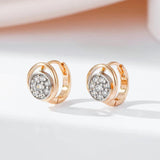 Cute Rolled Rose Gold of 14-Karat Purity AAA Zircon Diamonds Paved Stud Earrings For Women