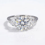 Stunning 3CT VVS1 D Colour Big Moissanite Diamond Double CZ Heart Ring Fine Jewellery