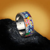 White AAA CZ Handmade Enamel Lovely Cat Unique Trendy Ring