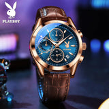 Men's Fashion Quartz Wristwatch High Quality Casual Waterproof Multifunctional Watch with Stopwatch Alarm