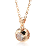 Sparkling Rolled 14K Rose Gold AAA Zircon Damond Round Pendant Necklace For Women - Trendy New Jewellery