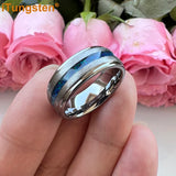 New Deer Antler Opal Stepped Special Brushed Finish Tungsten Ring for Men Women