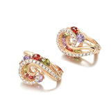 14 Karat Luxury Geometric Spire Multicolor AAA Zircon Diamonds Cute Women's Earrings