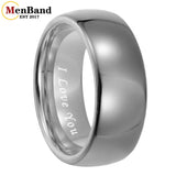 Dome High Polish Classics I Love You 6/8MM Men Women Wedding Tungsten Couple Rings