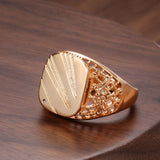 14 Karat Gold Filled Glossy Big Size Openwork Chevron Rings For Men Trendy Jewellery