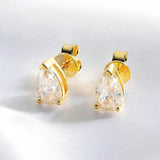 Awesome 1CT 2CT 4CT Pear Cut Moissanite Diamonds Stud Earrings for Women - Sparkling Solitaire Fine Jewellery - The Jewellery Supermarket