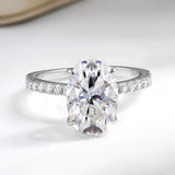 Luxury 4.5CT Oval Cut VVS1 D Colour Moissanite Diamond Silver Engagement Ring