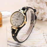 New Arrival Fashion Casual Watches - Quality Round Dial Rivet Leather Strap Ladies Analog Quartz Wristwatches - The Jewellery Supermarket