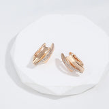 14K Rolled Gold Minimalist Design Smooth Metal Double AAA Zircon Diamonds Earrings