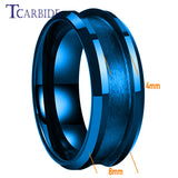 Groove Beveled Polished Finish 4/6/8mm Tungsten Carbide Engagement Rings