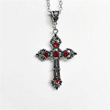 Vintage Baroque Christian Cross Unisex Necklace - Silver Colour With Crystals Gothic Crucifix Symbol Jewellery - The Jewellery Supermarket