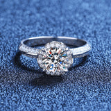 Flower Design D Colour VSS1 1ct Moissanite Diamond Engagement Wedding Rings Silver Fine GRA Certified Jewellery