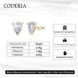 1CT 2CT Pear Cut D VVS1 Moissanite Diamonds 18k Gold Plated Silver Stud Earrings