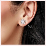 Unusual Square Halo Moissanite Diamonds Stud Earrings for Women 925 Sterling Silver Trendy Fashion Fine Jewellery - The Jewellery Supermarket