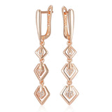 Glossy Geometry 14K Gold Filled AAA Lab Created Zircon Diamonds Drop Earrings