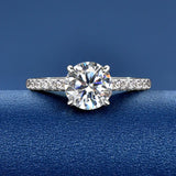 Stunning Solitaire 2CT VVS1 D Round Moissanite 925 Silver Engagement Wedding Rings