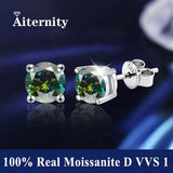 GRA Moissanite Diamonds S925 Sterling Silver 18K Gold Plated Stud Earrings