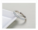 Classic Stackable Sterling Silver Simple Shining AAAA Lab Created Diamond Ring