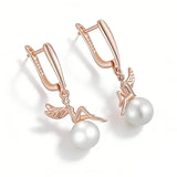 14 Karat Rolled Gold Luxury Angel Pearl Drop Fashion Wedding Jewelry Earrings for Women