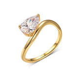 New Design 1.5-3CT Pear Cut VVS1 D Colour Moissanite Diamonds Solitaire Silver Ring